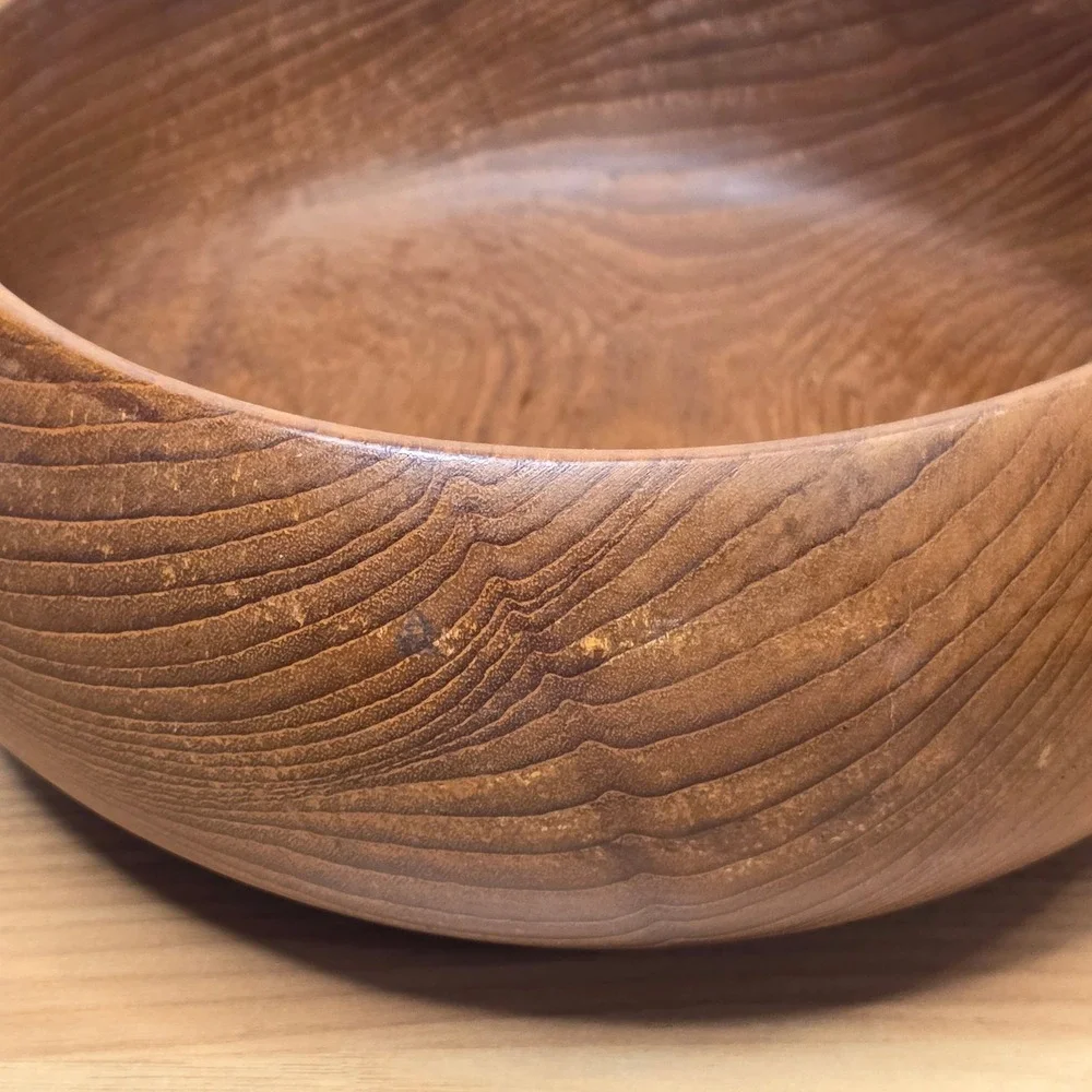 Vintage Teak Solid Wood Salad Bowl Serving Set 7pc Brown Mid Century‎ Modern